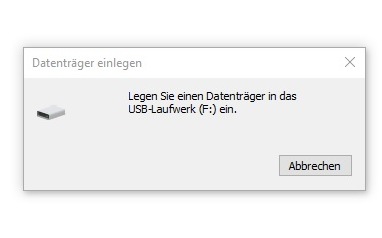 Windows Fehlermeldung - Bitte Datenzträger einlegen