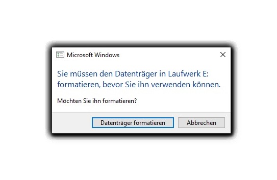 Windows Fehlermeldung - Datenträger formatieren